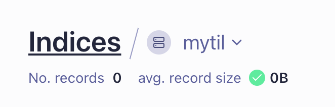 Indices에 생성된 mytil index
